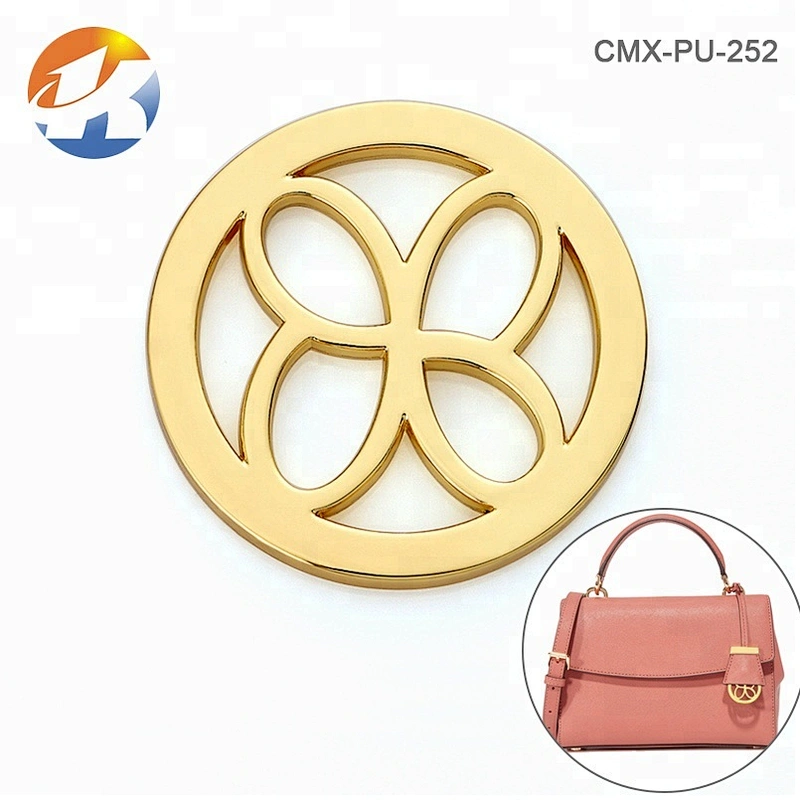 Circle With Hollow Logo Custom Handbag Metal Logo