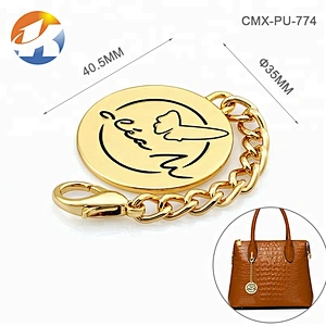 Lobster Clip Chain With Round Tag Custom Metal Logo For Handbags