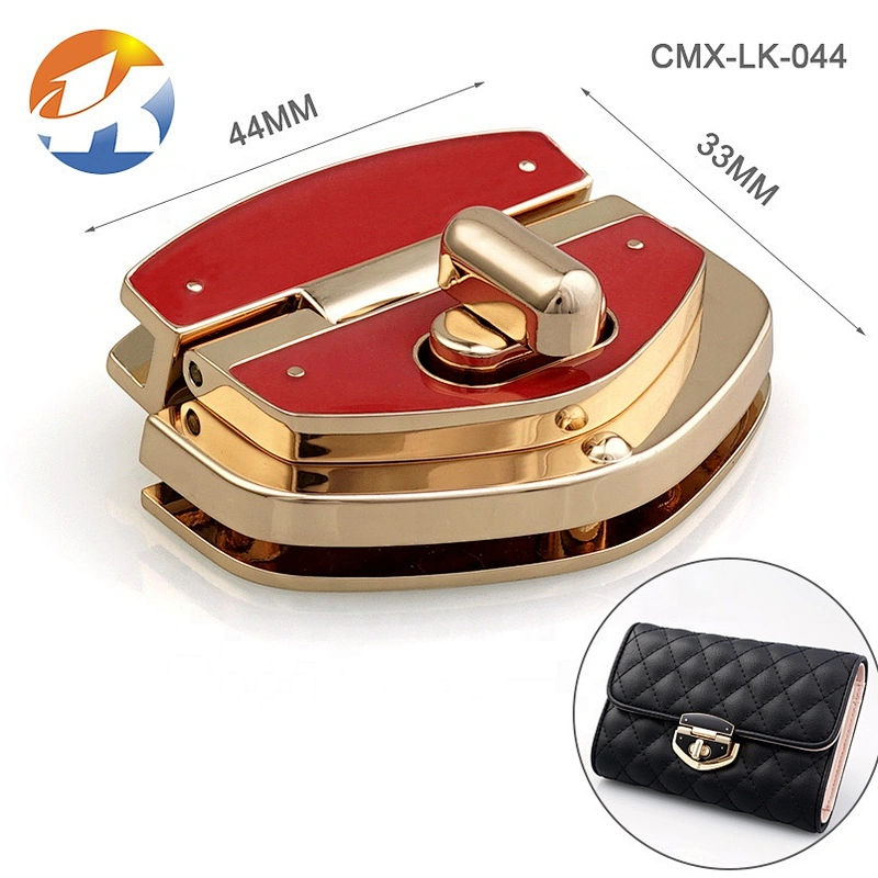 High Quality Custom Rectangle Gold Metal Bag Twist Turn Lock For Handbags