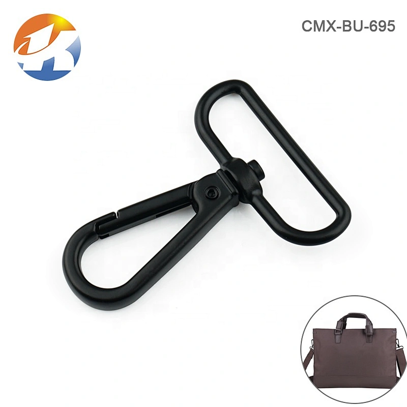 Wholesale Cheap Alloy Die-Casting Metal Swivel Snap Hook, Custom Black 38mm Spring Metal Snap Hook for Handbags