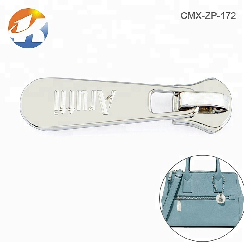 Custom Nickel Metal Zipper Slider and Puller, Engraved Logo Zipper Puller Design, Metal Zipper Pulls for Handbags and Garment