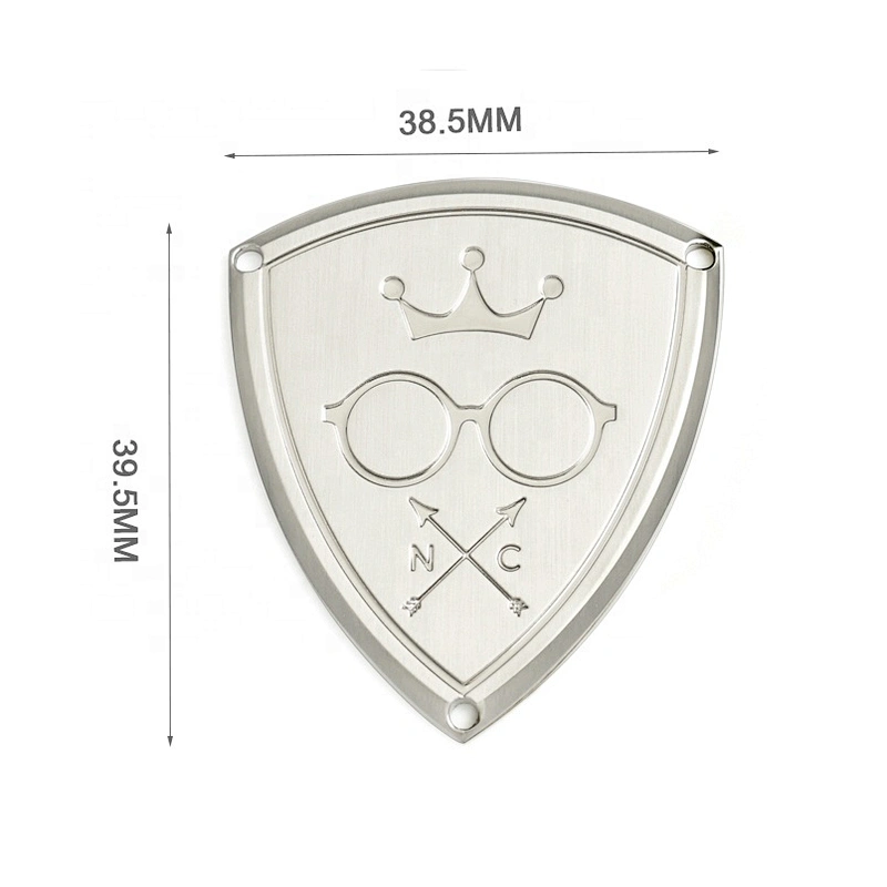 Kangsheng Factory Custom Shield Shape with Holes Sewing Metal Logo Plate, Design Engraved Metal Labels for Clothing*