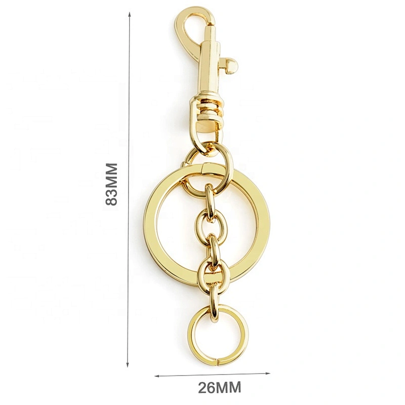 Wholesale Bag Hardware Metal Handbag Hook Snap, Gold Metal Clip Hook with Keyring and Chain