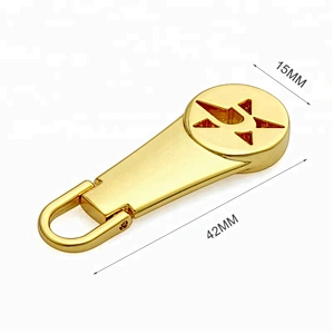 Fashion Design Hollow Star Logo Metal Zipper Puller, Custom Golden Plated Metal Zipper Pull for Bags and Garment