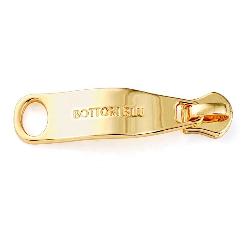 Fashion Metal Zipper Slider Puller for Handbags, Custom Gold Engraved Logo Metal Zipper Pull For Bags