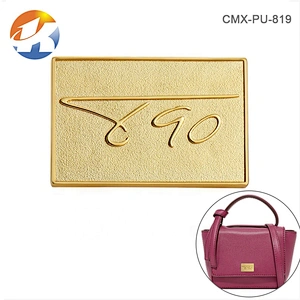 Custom Gold Embossed Logo Metal Label, Handbag Hardware Design Metal Nameplate