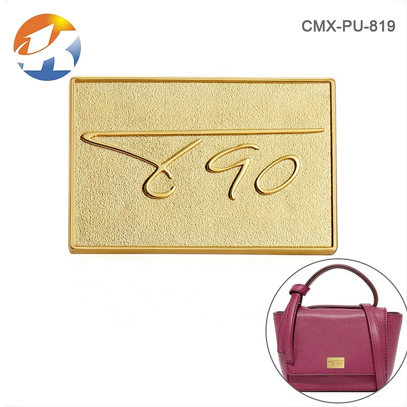 Custom Gold Embossed Logo Metal Label, Handbag Hardware Design Metal Nameplate