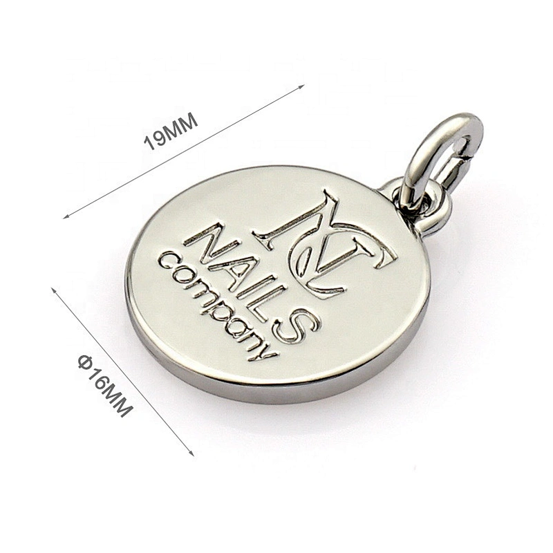 Nicekl-Free Round Silver Engraving Metal Name Plate Tags for Garment