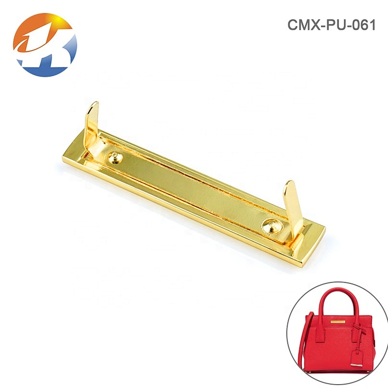 Bag Accessories Manufacturer Custom Metal Labels Plate for Handbags, Brushed Gold Metal Logo