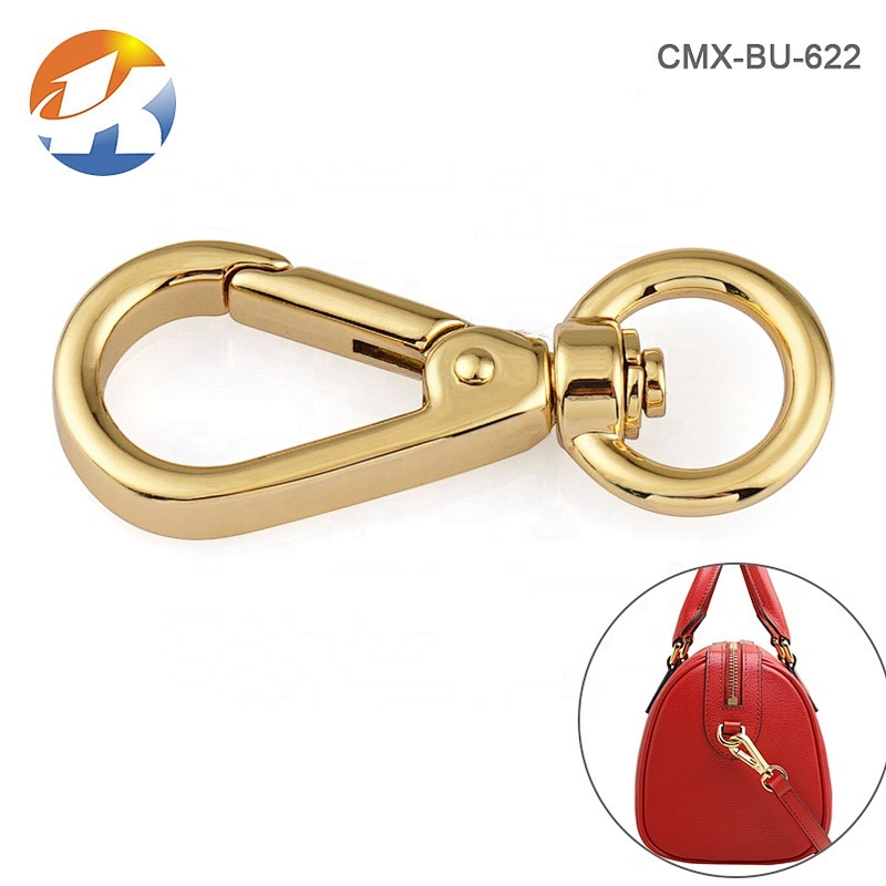 Hot Selling 10mm Light Gold Metal Bag Hook, Key Ring Snap Hook Metal Clasp For Purse