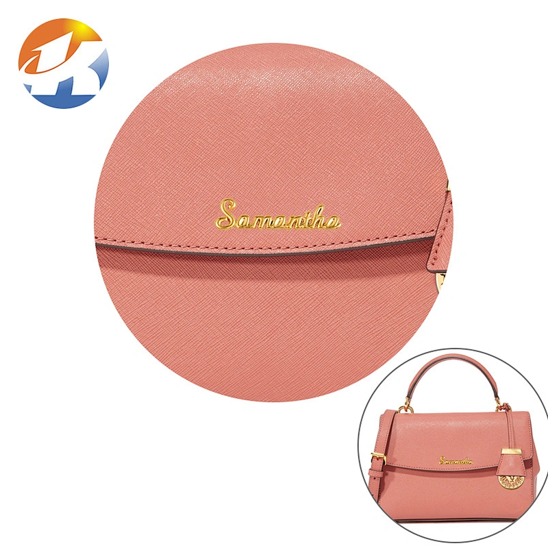 Hot Sale Fashion Light Gold Label Logo Letters Metal Bag Logo, Top Quality Custom Letter Logo Metal Handbag Name Plate for Purse