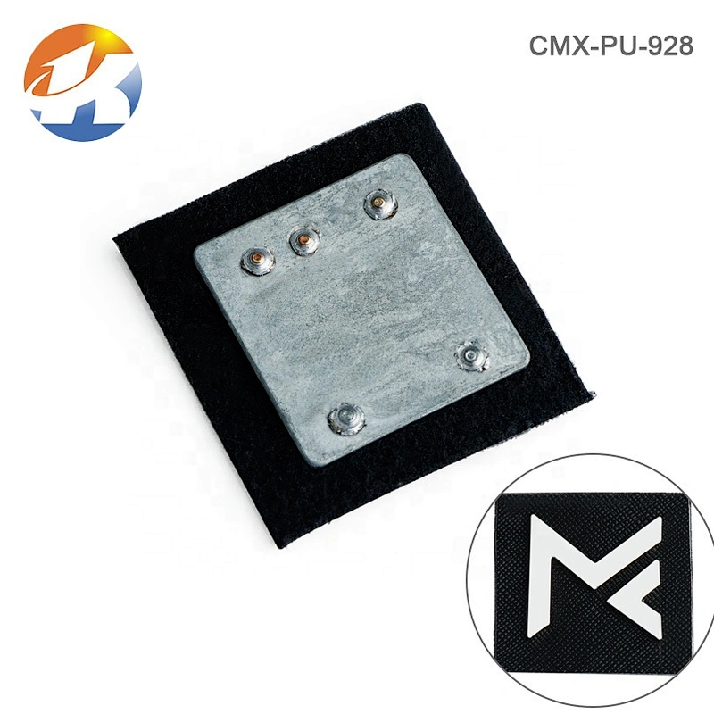 New Products Custom Metal Clothes Leather Tag with Logo, PU Leather Metal Label for Clothing