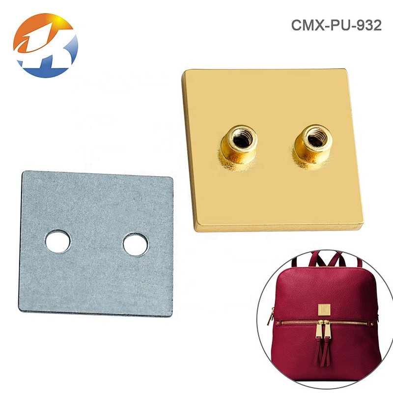 Kangsheng Factory Custom Bag Hardware Gold Metal Nameplate, Square Shape Metal Logo Label for Handbags*
