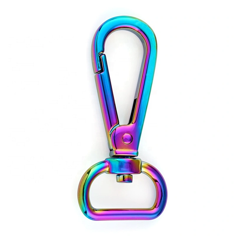High End Handbag Hardware Rainbow Color Metal Bag Swivel Snap Hook, Holographic 20mm Metal Spring Snap Clasp Hook for Handbags