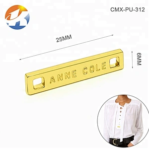 Custom Engraved Logo With 2 Holes Sewing Metal Clothing Logos