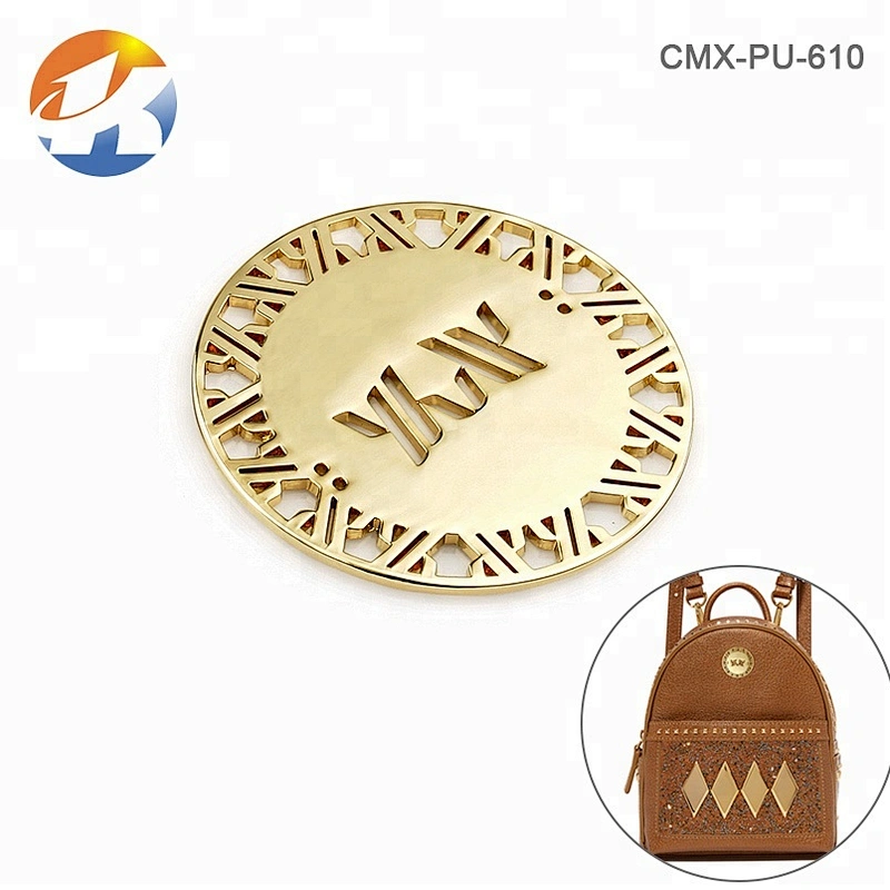 Custom Circle Hollow Logo Sewing Metal Clothing Logo