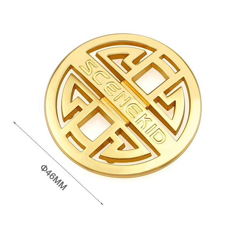 Custom Round Metal Tag with Hollow Logo, Handbag Hardware Gold Metal Logo Label