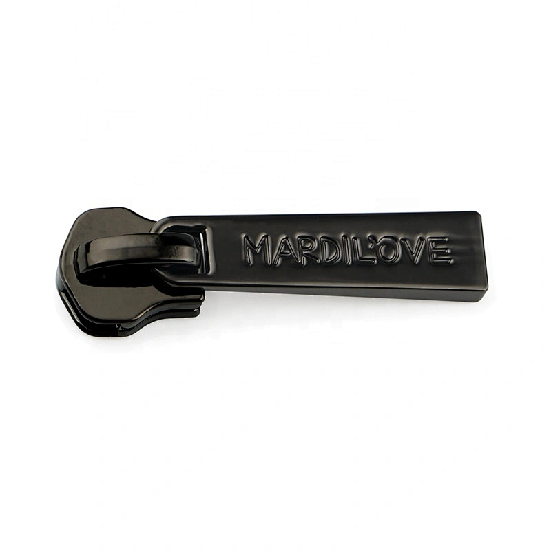 Custom Engraved Zipper Puller Charms, Gun Metal Brand Name Tag Metal Zipper Pull For Bags