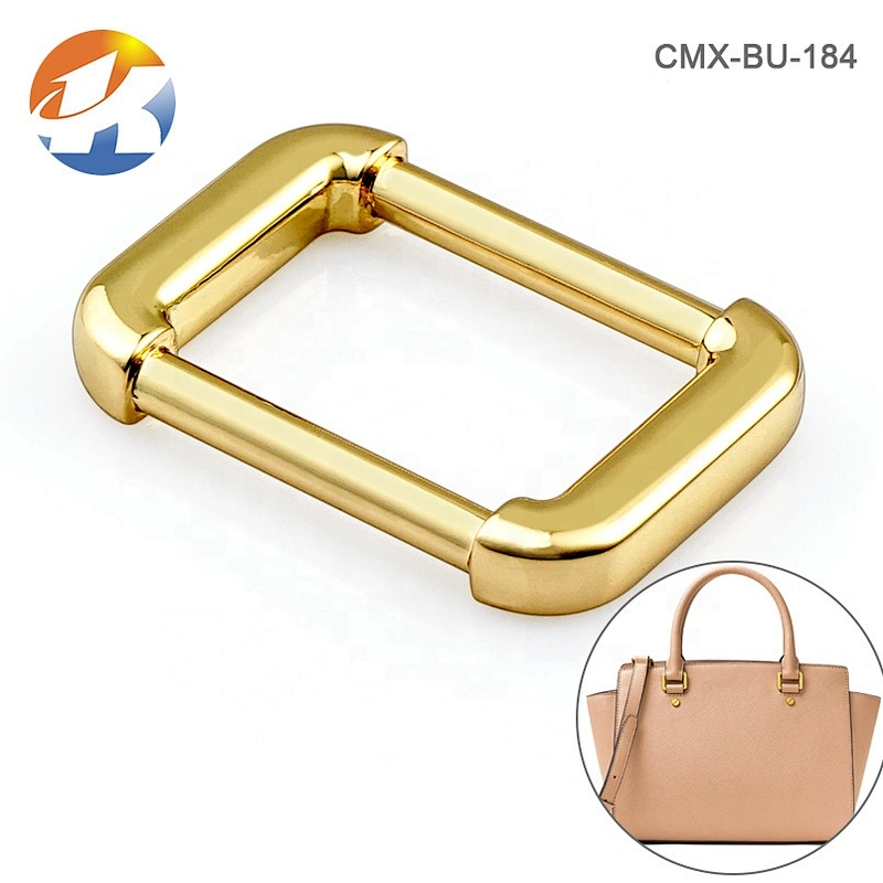 High Grade Custom Gold Metal Buckles, Wholesale Zinc Alloy Nickel-free Plated Square Metal Buckle for Bag Strap