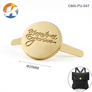 Cheap Gold Round Brand Name Metal Bag Logo Tag, Custom Engraved Metal Label for Handbags