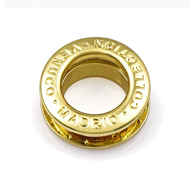 Custom Round Shape Gold Metal Eyelets and Grommet with Engraved Logo for Handbags