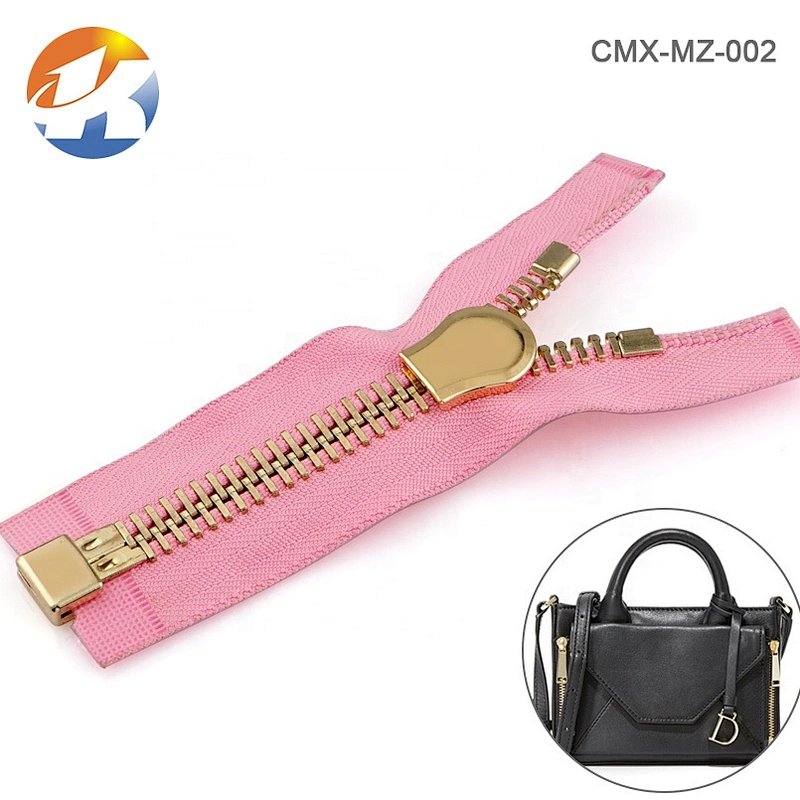 Wholesale Garment Accessories Pink Tape Gold Teeth Zipper Metal