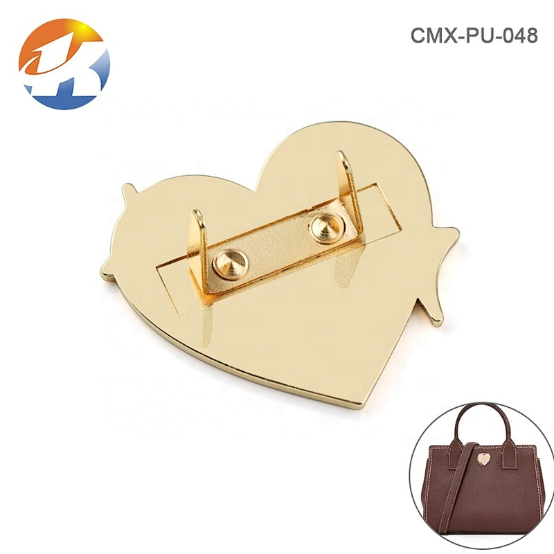 High Quality Handbag Accessories Metal Tag For Bags, Custom Fashion Heart Shape Metal Brand Logo Label for Handbags*