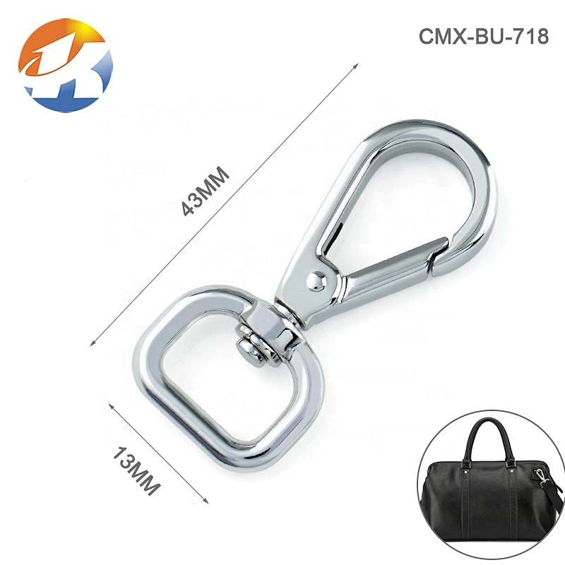 Zinc Alloy Bag Parts Hardware Metal Doggy Swivel Hook Buckle for Handbags, Silver Plated Metal Spring Hook