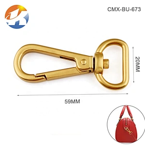 High Quality Custom 20mm Metal D Shape Tail Spring Snap Hook, Dull Gold Metal Spring Snap Hook for Handbag Strap