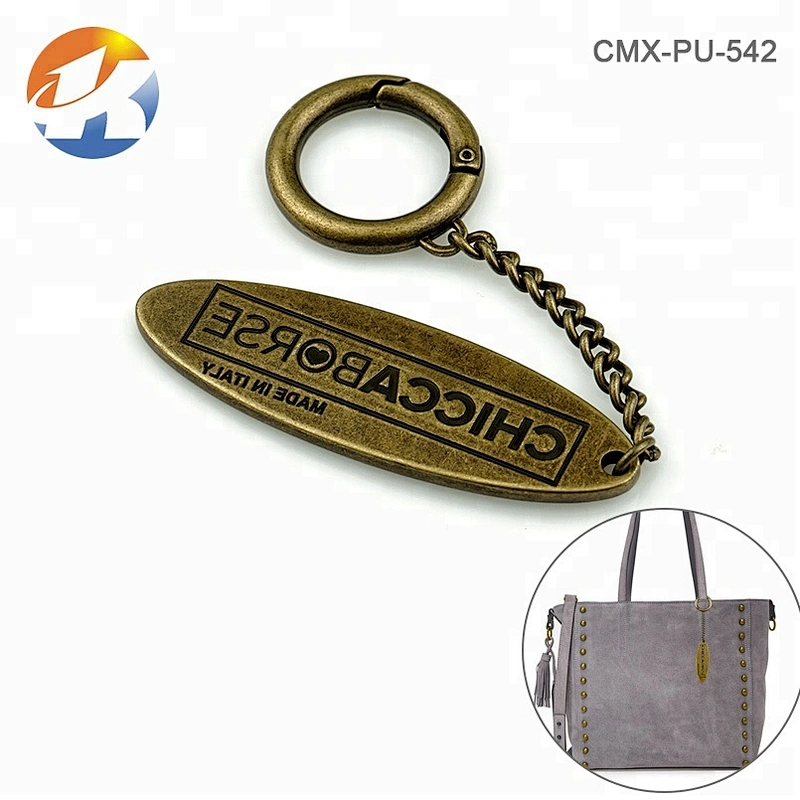 Spring Hook With Chain Handbag Hardware Custom Metal Logo Tag