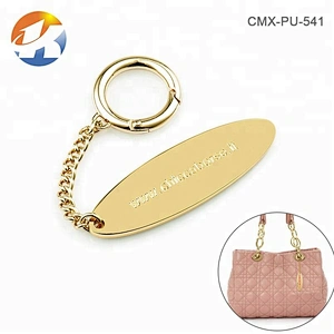 Hook And Chain Custom Brand Handbag Engraved Logo Metal Tag