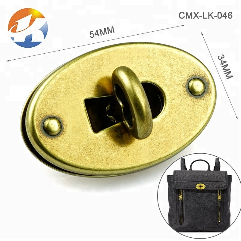 Double Colors Bamboo Shape Metal Bag Twist Turn Lock