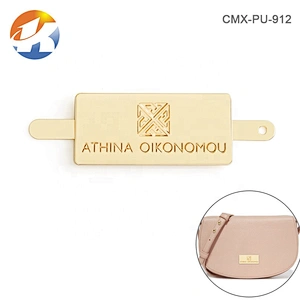 Rectangle Gold Engraved Logo Metal Name Tag, Custom Metal Plates Label for Handbag