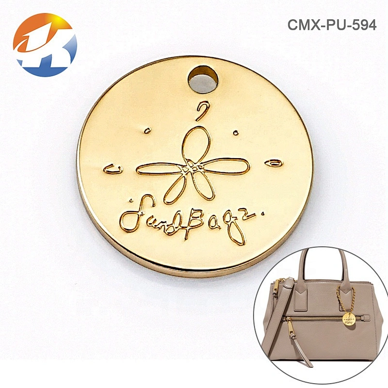 Round With Hole Hang Custom Gold Plated Logo