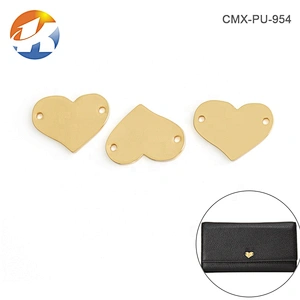 Custom Heart Shape with Engraved Logo Sewing Metal Clothes Label, Gold Metal Tags with Holes for Clothing