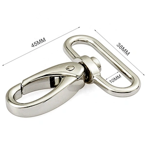 High Quality Wholesale 38mm Silver Zinc Alloy Metal Spring Snap Hook, Custom Metal Swivel Lanyard Snap Hook