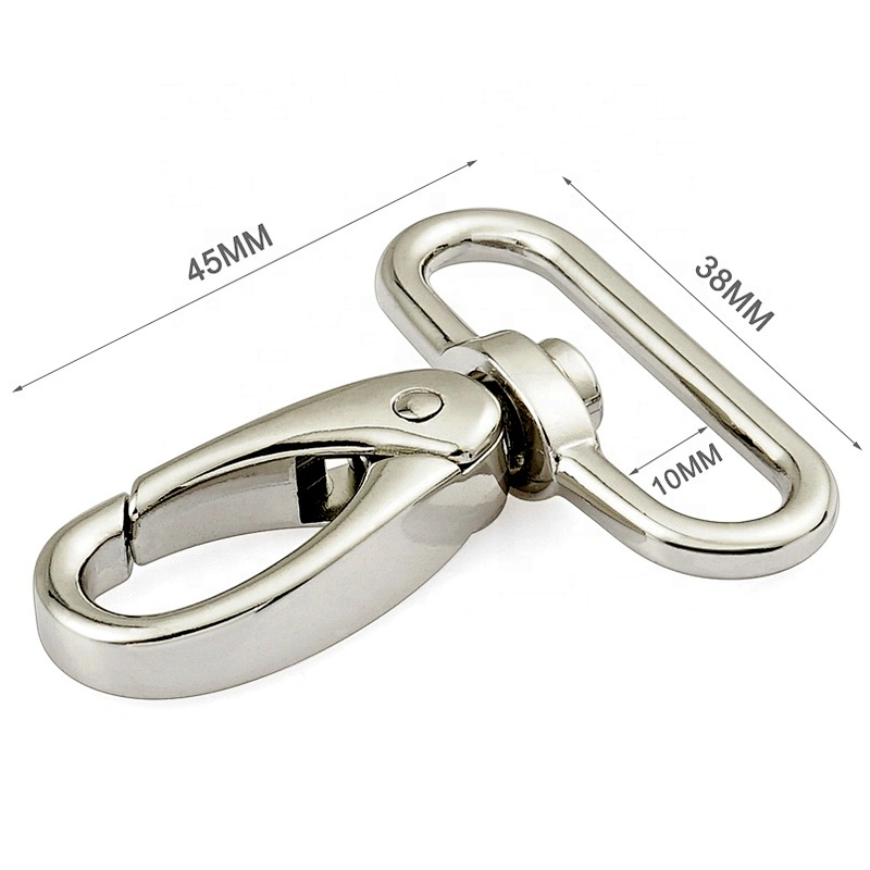 High Quality Wholesale 38mm Silver Zinc Alloy Metal Spring Snap Hook, Custom Metal Swivel Lanyard Snap Hook