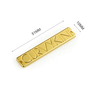 Custom Engraved Logo with 2 Holes Gold Metal Clothing Logo Label, Rectangle Metal Name Plate Tag for Garment