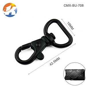 Wholesale 18mm Black Lanyard Swivel Dog Snap Hook, D Ring Shape Tail Metal Snap Hook for Bag Strap