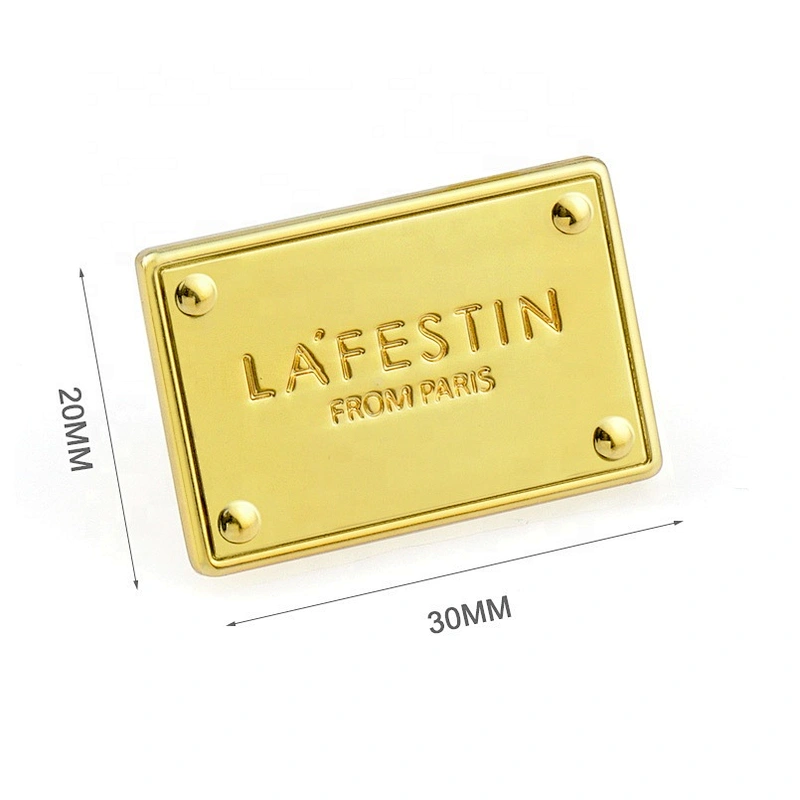Handbag Hardware Gold Plated Engraved Metal Brand Logo for Bags, Zinc Alloy Custom Handmade Metal Label Plate for Handbag