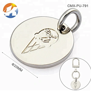 Round Metal Tag with Engraved Logo, Antique Brass Metal Hanging Name Tag Logo with Ring for Bag^