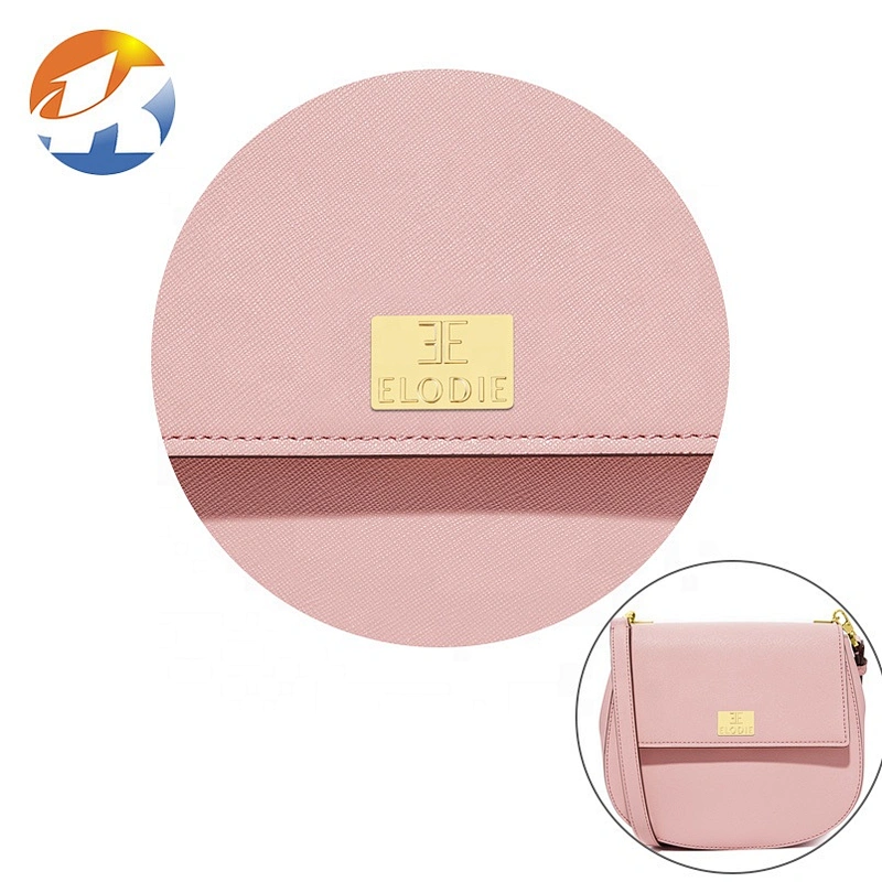 Custom Engraved Logo Metal Bag Plate, Nickel-free Gold Plated Metal Label with Prong for Handbag^
