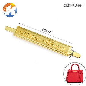 Bag Accessories Manufacturer Custom Metal Labels Plate for Handbags, Brushed Gold Metal Logo