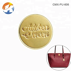 Bag Accessories Custom Rivet Fixed Round Metal Tag, Design Gold Plated Metal Plate Logo for Handbags