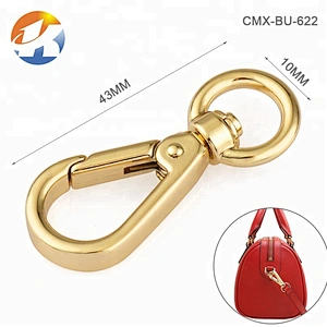 High Quality Fashion Hand Bag Metal D Ring Tail Dog Snap Hook Clasp For Bags, Gold Plated Alloy Metal Swivel Hook