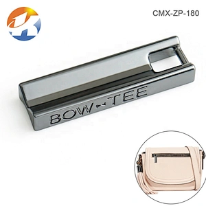 Personalized Custom Engraved Logo Metal Zipper Pull for Bag, Design Gunmetal Metal Zipper Puller