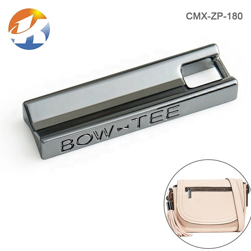 Personalized Custom Engraved Logo Metal Zipper Pull for Bag, Design Gunmetal Metal Zipper Puller