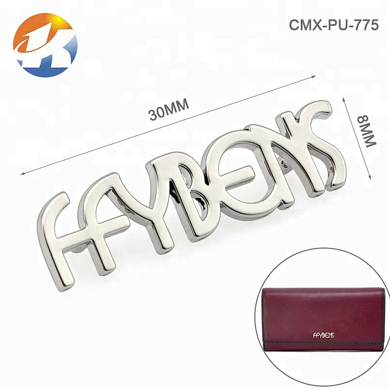 Fashion Gold Letter Metal Plate Logo, Top Bag Purse Hardware Custom Metal Labels, Design Letters Metal Logo Plates for Handbags