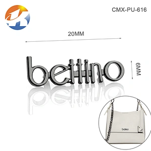 Hot Sale Fashion Light Gold Label Logo Letters Metal Bag Logo, Top Quality Custom Letter Logo Metal Handbag Name Plate for Purse