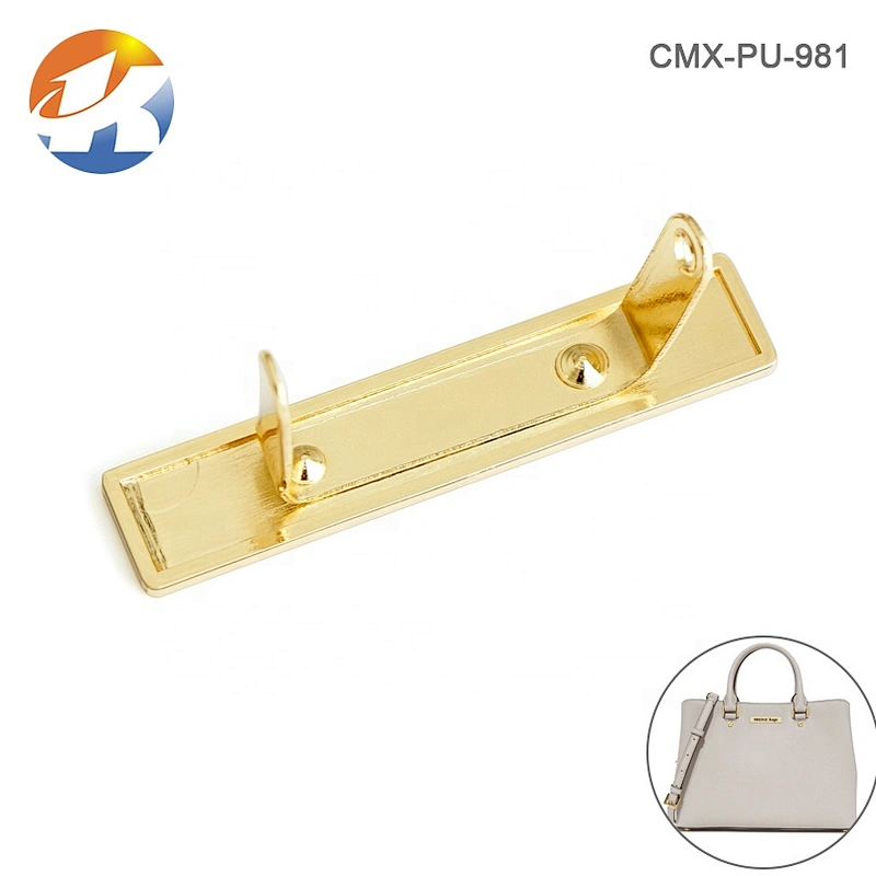Rectangle Light Gold Metal Name Plate, Custom Metal Logo Label for Bag Hardware